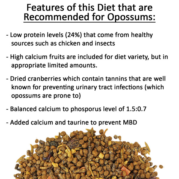 Exotic Nutrition Opossum Complete - Nutritionally Complete Healthy Pellet Diet - Food For Short-Tailed & Virginia Opossums (1 Lb.)