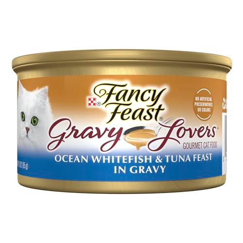 Fancy Feast Purina Gravy Lovers Ocean Whitefish And Tuna Feast Grilled Gourmet Cat Food In Wet Cat Food Gravy - (Pack Of 24) 3 Oz. Cans