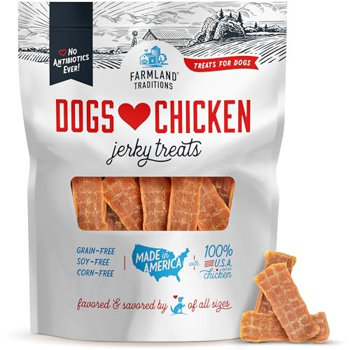 Farmland Traditions Dogs Love Chicken Jerky Dog Treats Premium Two-Ingredient Dog Jerky With Usa-Raised Chicken & No Antibiotics Ever 3 Pound (Pack Of 1) Bag.