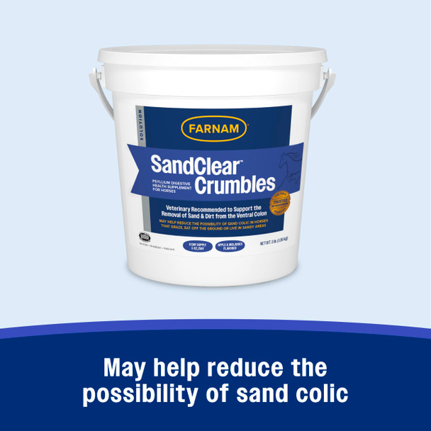 Farnam Sandclear Psyllium Crumbles Supplement For Horses Helps Remove Sand From Colon & Supports Digestive Health Apple/Molasses Flavor 3 Lbs.