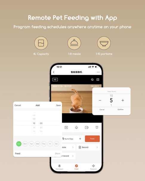 Faroro Automatic Cat Feeder With Camera 3Mp Hd Video & Night Vision 5G/2.4G Wifi Smart Pet Feeder With App Control 2-Way Audio Motion Alerts Low Food Sensor Timed Cat Feeder For Cats & Dogs 4L