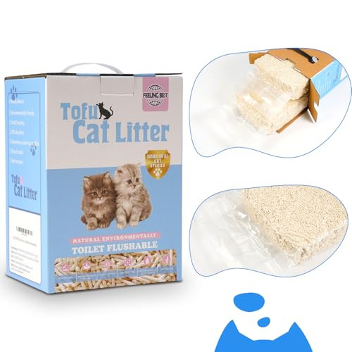 Feeling Best Tofu Cat Litter 11.2Lb(5.6Lbã£Æ’Ã¢‚¬2Bag) Clumping 100% Natrual Raw Materials ClumpingFlushableUltra Absorbent And Fast DryingSolubility In WaterReally Dust-Less Scattering