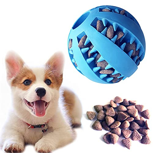 Feixun Dog Treat Toy Ball Dog Tooth Cleaning Toy Interactive Dog Toys(1 Green+1 Blue) 2.8" Pack Of 2