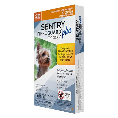 Fiproguard Sentry Fiproguard Plus For Dogs Flea And Tick Prevention For Dogs (5-22 Pounds) Includes 3 Month Supply Of Topical Flea Treatments
