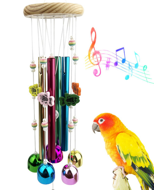 Flidrunest Flidrunest Bird Chewing Toys With Colorful Bells Conure Wind Chimes Chew Toy With Colorful Stick Bird Parrot Cage Hanging Bells Toys For Conure Budgie Parakeet Cockatiel Lovebird