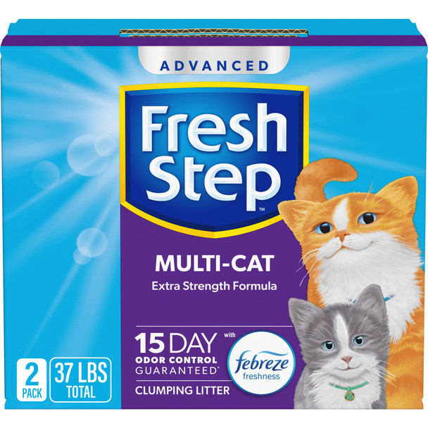 Fresh Step Clean Paws Cat Litter With Febreze Freshness Advanced Multi Cat Low Tracking Clumping Litter 37 Lbs. (2 X 18.5 Lb. Box)