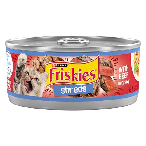 Friskies Purina Shreds With Beef In Gravy Wet Cat Food - (Pack Of 24) 5.5 Oz. Cans