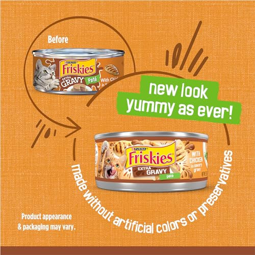 Friskies Purina Gravy Pate Wet Cat Food Extra Gravy Pate With Chicken In Savory - (Pack Of 24) 5.5 Oz. Cans