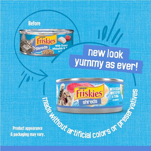 Friskies Purina Shreds With Ocean Whitefish And Tuna In Sauce Wet Cat Food - (Pack Of 24) 5.5 Oz. Cans