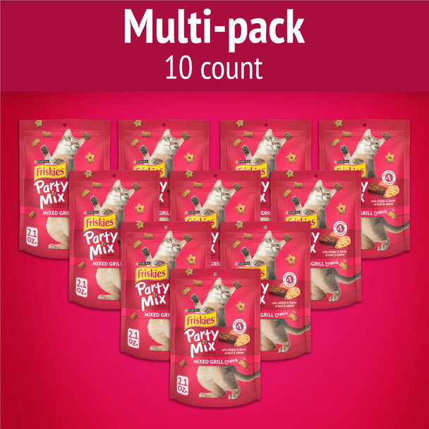 Friskies Purina Cat Treats Party Mix Mixed Grill Crunch - (Pack Of 6) 6 Oz. Pouches