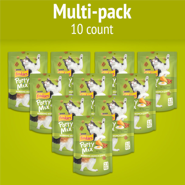 Friskies Purina Party Mix Morning Munch Crunch Cat Treats - (Pack Of 10) 2.1 Oz. Pouches