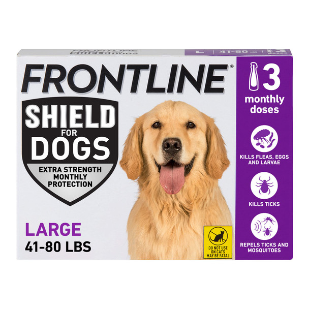 Frontline Shield Flea & Tick Treatment For Large Dogs 41-80 Lbs. Count Of 3