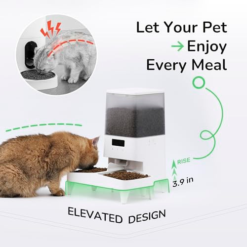 Fukumaru Automatic Cat Feeder Wifi Automatic Dog Feeder With Freshness Preservation 5L Timed Cat Food Dispenser With Elevated Bowls Up To 10 Meals Per Day