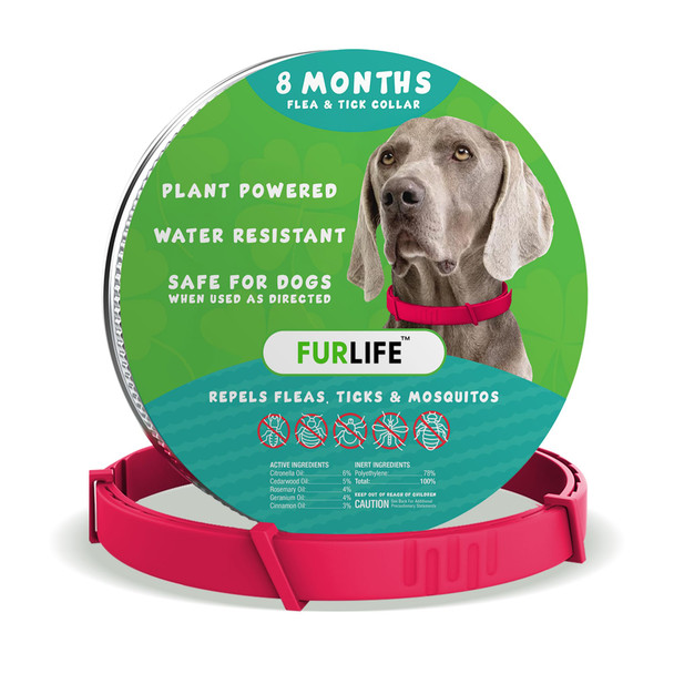 Furlife Flea And Tick Collar For Dogs Ãƒ¢Ã‚Š¬Ã‚‚¬Å’ Waterproof Red Dog Collar Pet Supplies For Tick And Flea Prevention For Dogs Safe For All Breeds