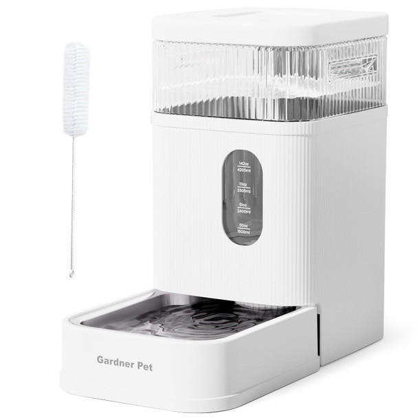 Gardner Pet Automatic Dog Water Dispenser Gravity Waterer With Stainless Steel Bowl Water Dispenser 8.5L Large Capacity Water Feeder With Filters For Dogs Cats Pets Bpa- Noise- (White 8.5L)