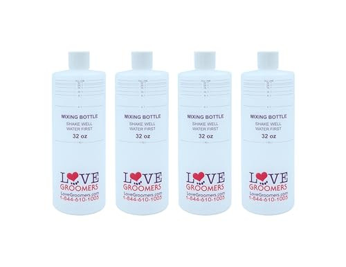 Groomer Essentals 32Oz Dilution Bottles - Set Of 4 - Professional Dog Grooming Mixing Bottles For Shampoo Conditioner And Solutions