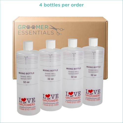 Groomer Essentals 32Oz Dilution Bottles - Set Of 4 - Professional Dog Grooming Mixing Bottles For Shampoo Conditioner And Solutions