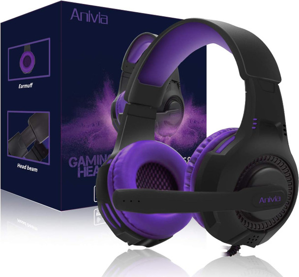 Anivia Computer Wired Over Ear Headphones Updated AH68 Stereo Surround Sound Headsets Gaming Headset with HD Mic, Volume Control, Noise Isolating, Bass, 3.5mm Audio-Jack for Multi-Platforms, Purple Anivia Computer Wired Over Ear Headphones Updated AH68 Stereo Surround Sound Headsets Gaming Headset with HD Mic, Volume Control, Noise Isolating, Bass, 3.5mm Audio-Jack for Multi-Platforms, Purple