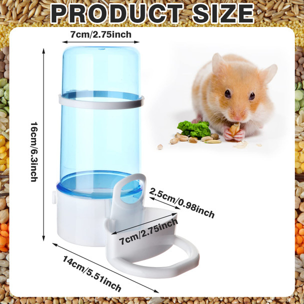 Haomian 2 Packs Pet Feeder And Waterer Self Dispensing Automatic Hamster Feeder Food And Water Dispenser SetSmall Animal Dog Cat Pet Food Bowl For Dogs Cats Pets Animals 16X14Cm Blue (Clean)