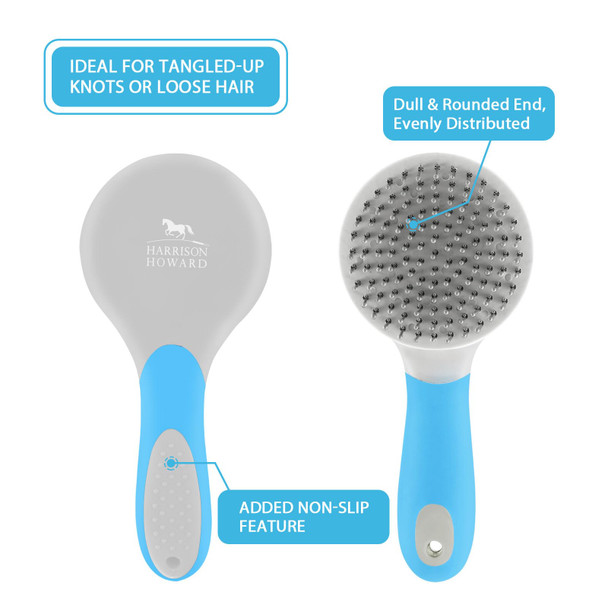 Harrison Howard Horse Mane And Tail Brush - Professional Grooming Brush Equestrian Detangler Non-Slip Purple