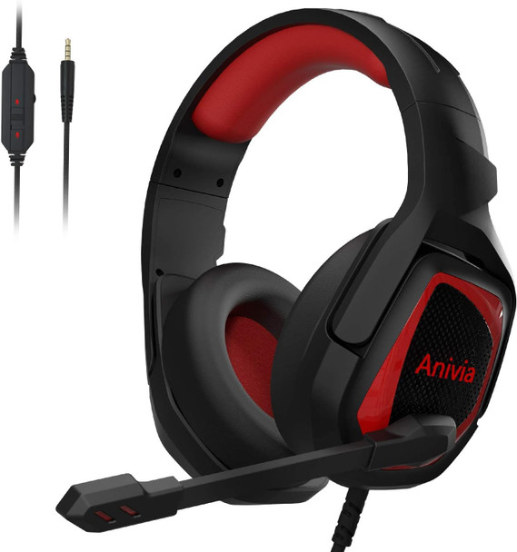 Anivia Gaming Headset with Noise Isolating Microphone, HD Stereo Sound for PS4/PS5 Xbox Switch PC (Red, Wired 3.5mm Jack) Anivia Gaming Headset with Noise Isolating Microphone, HD Stereo Sound for PS4/PS5 Xbox Switch PC (Red, Wired 3.5mm Jack)