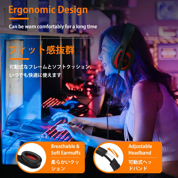 Anivia Gaming Headset with Noise Isolating Microphone, HD Stereo Sound for PS4/PS5 Xbox Switch PC (Red, Wired 3.5mm Jack) Anivia Gaming Headset with Noise Isolating Microphone, HD Stereo Sound for PS4/PS5 Xbox Switch PC (Red, Wired 3.5mm Jack)