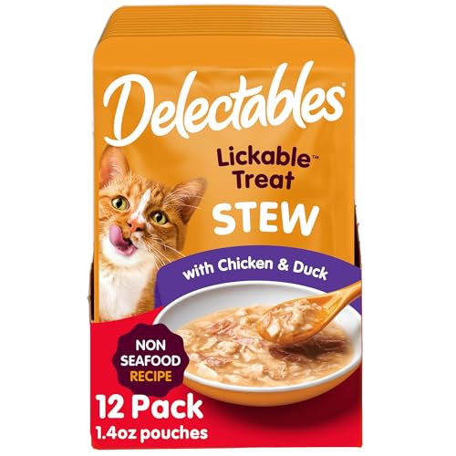 Hartz Delectables Non-Seafood Stew Lickable Wet Cat Treats Chicken & Duck 1.4 Ounce (Pack Of 12)
