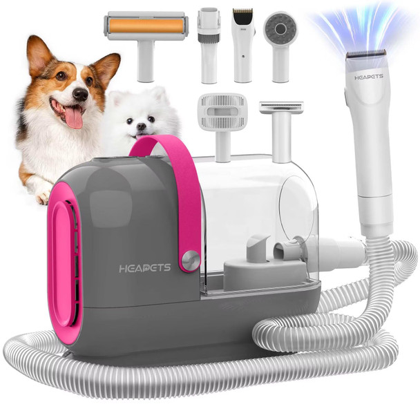 Heapets Dog Grooming Vacuum Kit - 3L Vacuum With 7 Tools Low Noise Electric Clipper And Brush For Pet Shedding At Home White