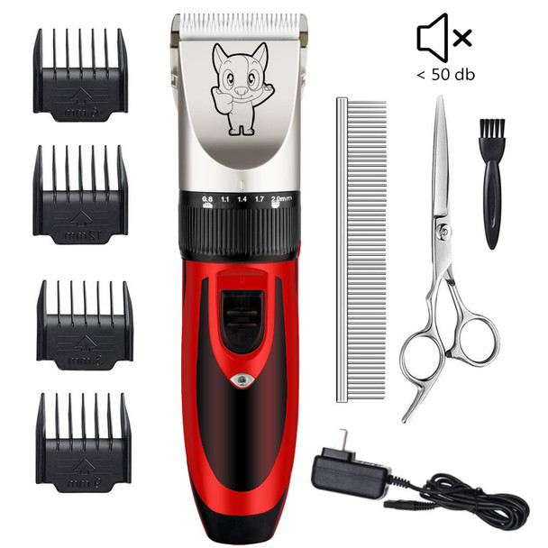 Highdas Dog Grooming Kit Clippers Low Noise Electric Quiet Rechargeable Cordless Pet Hair Thick Coats Clippers Trimmers Set Suitable For Dogs Cats And Other Pets (Gold)