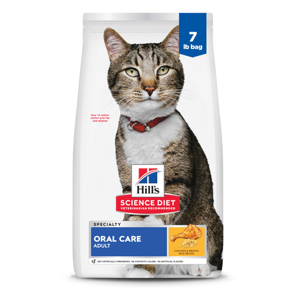 Hill'S Science Diet Oral Care Adult 1-6 Plaque & Tartar Buildup Support Dry Cat Food Chicken Recipe 3.5 Lb Bag