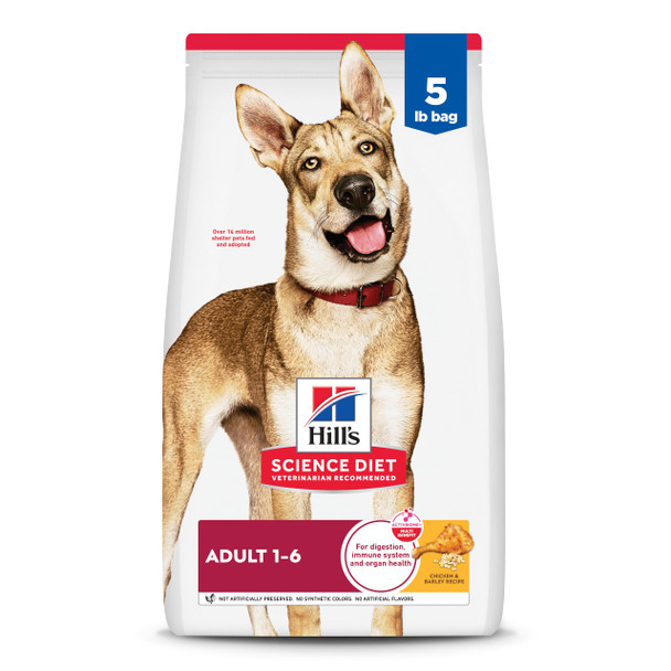 Hill'S Science Diet Adult 1-6 Adult 1-6 Premium Nutrition Dry Dog Food Chicken & Barley 5 Lb Bag
