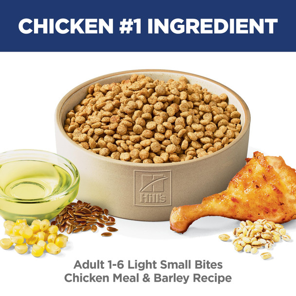 Hill'S Science Diet Light  Adult 1-6 Weight Management Support Small Kibble Dry Dog Food Chicken & Barley 5 Lb Bag