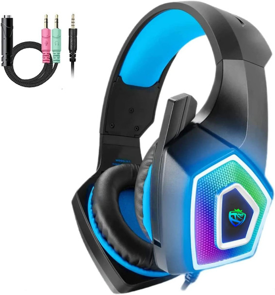 Gaming Headset with Mic for Xbox One PS4 PS5 PC Switch Tablet, with Stereo Surround Sound & LED Light Noise Cancelling Over Ear Headphones Gaming Headset with Mic for Xbox One PS4 PS5 PC Switch Tablet, with Stereo Surround Sound & LED Light Noise Cancelling Over Ear Headphones