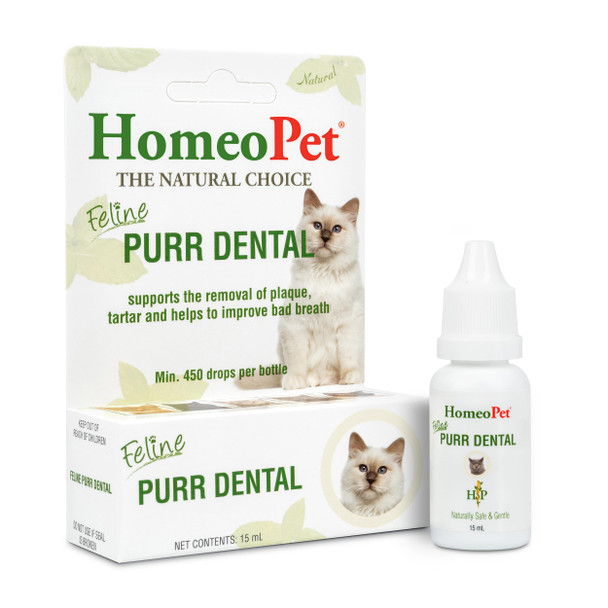 Homeopet Feline Purr Dental Safe And Natural Tooth And Dental Care For Cats 15 Milliliters