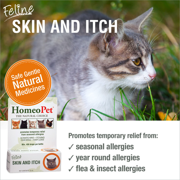 Homeopet Feline Skin And Itch Safe And Natural Cat Supplement For Itchy Skin Skin And Itch Relief For Cats 15 Milliliters