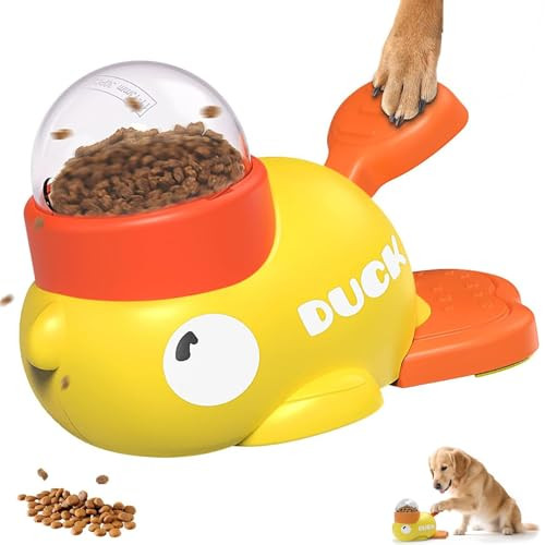 Huayuanda Dog Interactive Treat Dispenser Toy 2-In-1 Duck Shaped Slow Feeder Dog Food Treat Feeding Dispenser Mentally Stimulating Toys For Small & Medium Dogs Cats Pets Reduces Bloating Anti-Gulping