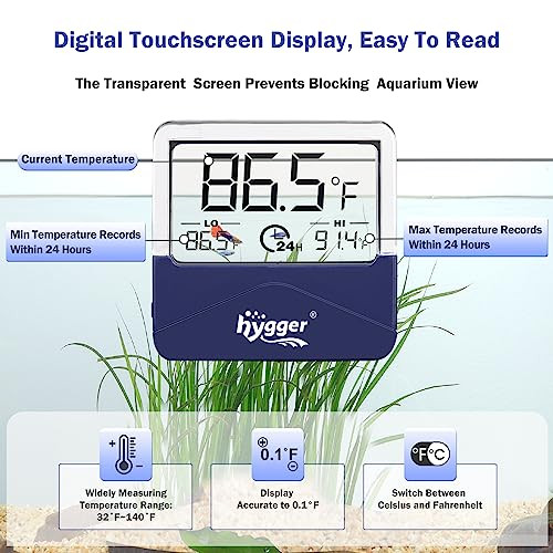 Hygger Digital Aquarium Thermometer Records Max Min Temperature Sensor Gauge With Lcd Display Stickable Fish Tank Thermometer For Saltwater Freshwater Fish Amphibians Reptiles