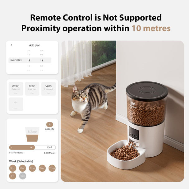 Imipaw Automatic Cat Feeder 3L Timed Dry Food Dispenser With Desiccant Programmable Portion Control Dual Power Backup 10 Meals Daily 15 Portions Per Meal Suitable For Small Pets Easy Setup