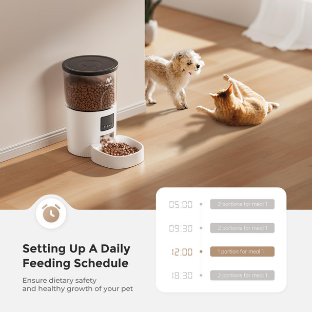 Imipaw Automatic Cat Feeder 3L Timed Dry Food Dispenser With Desiccant Programmable Portion Control Dual Power Backup 10 Meals Daily 15 Portions Per Meal Suitable For Small Pets Easy Setup