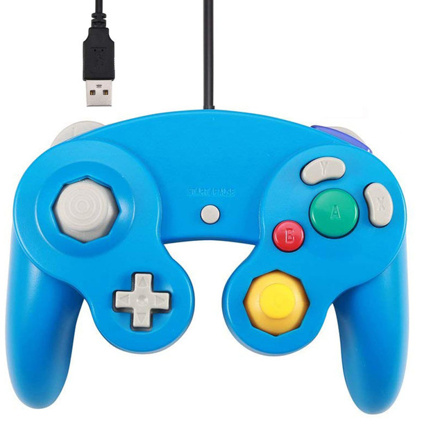 GC Controller, Replacement for Gamecube Controller, Compatible with Wired USB Game Cube Controller/PC Windows 7 8 10 PC (Blue)