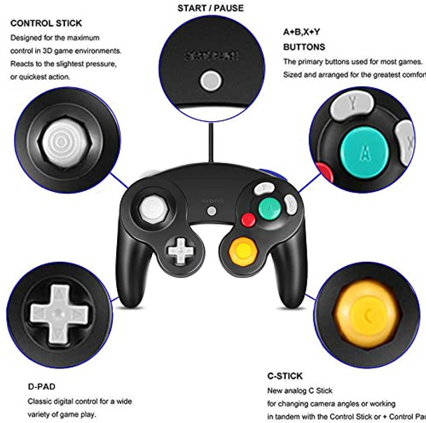 GC Controller, Replacement for Gamecube Controller, Compatible with Wired USB Game Cube Controller/PC Windows 7 8 10 PC (Blue)