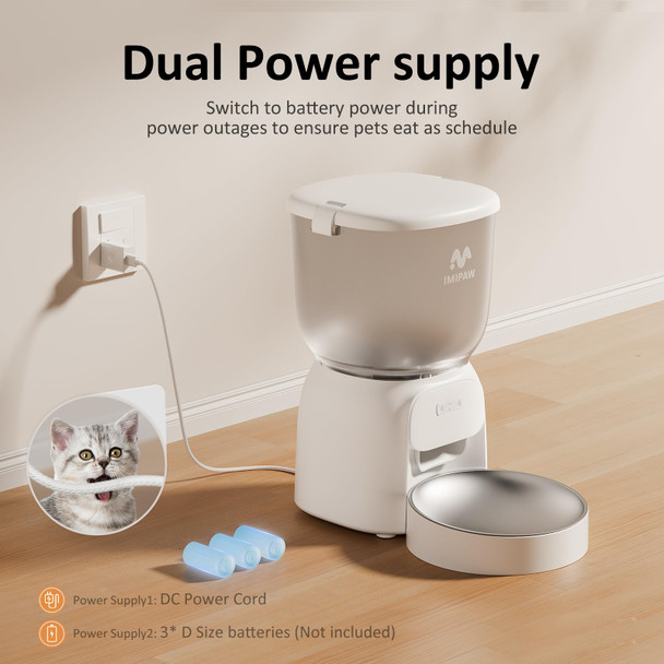 Imipaw Pet Automatic Cat Feeder Wifi: 5G Smart Auto Pet Feeder With App Remote Control- Timed Feeding Cat Food Dispenser With Airtight Lock-Fresh- Easy To Clean& Dual Power Supply 1-10 Meals Per Day