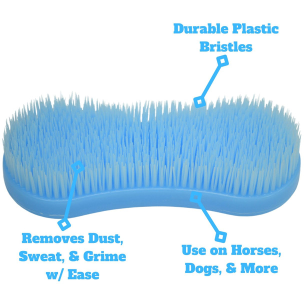 Intrepid International Magic Horse Brush For Horse Grooming Kit W/Durable Plastic Bristles Horse Brushes For Grooming Mid Blue