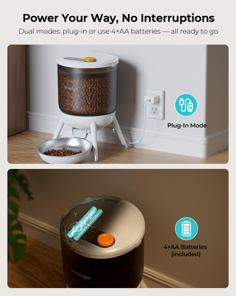 Invengo Automatic Cat Feeder With Timed Food Dispenser One-Touch Feeding Dual Power Supply Anti-Bug Design Visible 3L Hopper Ãƒ¢Ã‚Š¬Ã‚‚¬Å’ Automatic Pet Feeder For Cats And Small Dogs