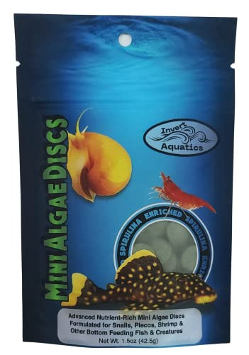 Invert Aquatics Mini Algae Discs - Sinking Diet For Snails Shrimp & Bottom Feeding Fish (1.5Oz (425G))