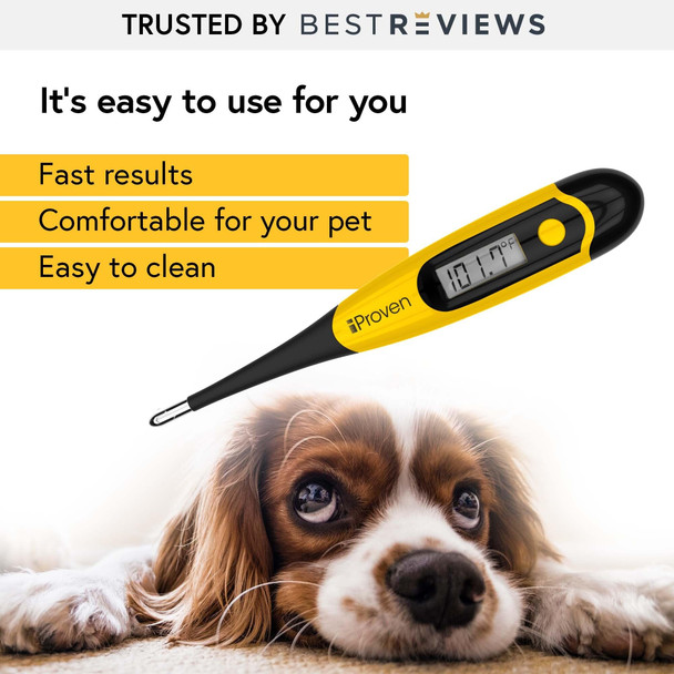 Iproven Dog & Cat Thermometer For Accurate Fever Detection Comfortable Flexible Tip Waterproof Pet Thermometer Fast Readings In 20 Sec Whelping And Veterinary Supply Dtk-117Y