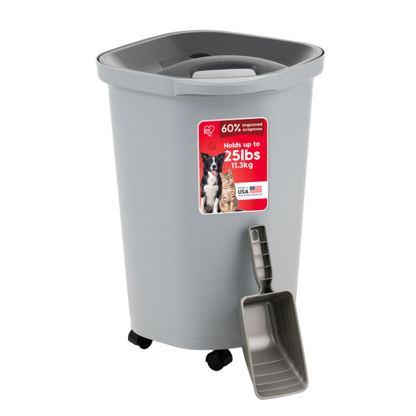 Iris Usa 30 Lbs & 11 Lbs Combo Airtight Dog Food Storage Container Stackable Treat Box 2-Cup Scoop Wheels Keep Fresh Easy Mobility Black