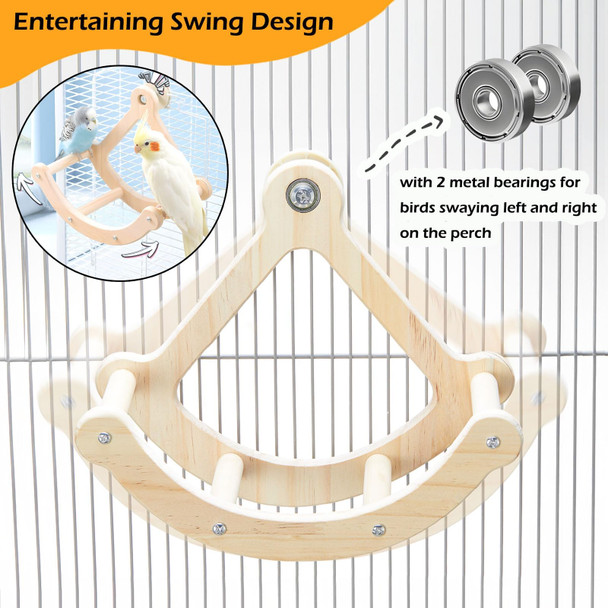 Jevnd Bird Perch Toy Interactive Rocking Parakeet Toys And Perches Wooden Exercise Wheel Cockatiel Toys Intelligence Puzzle Birds Enrichment Toy For Parrot Bird Cage Accessories Perch For Budgies Conure