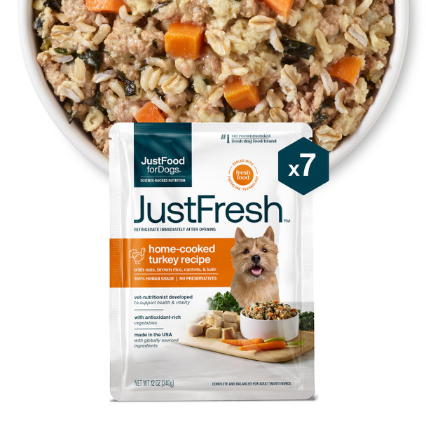 Justfoodfordogs Justfresh Wet Dog Food Fresh Pet Meals And Toppers With No Preservatives Resealable Package Human Grade Home-Cooked Chicken 12 Oz - 7 Pack