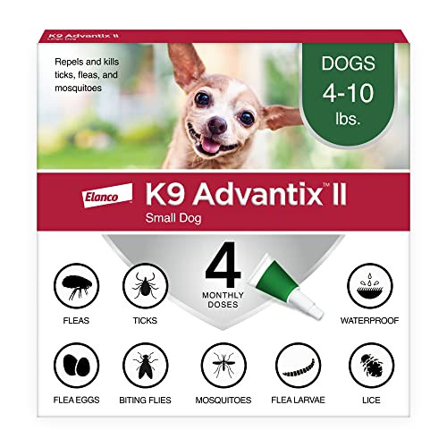 K9 Advantix Ii Small Dog Vet-Recommended Flea Tick & Mosquito Treatment & Prevention Dogs 4-10 Lbs. 4-Mo Supply